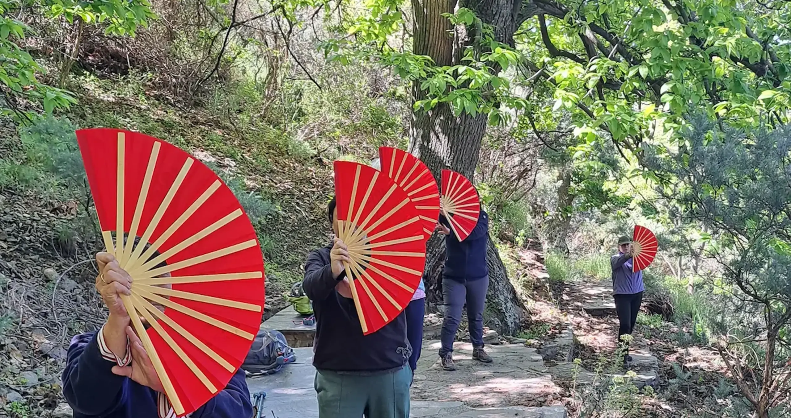 Foto Menschen mit Taiji-Fächer